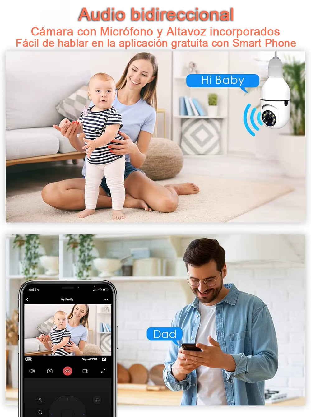 Camara de Seguridad Foco -WIFI IP