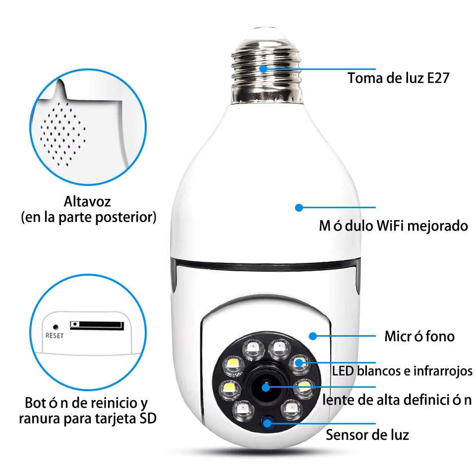 Camara de Seguridad Foco -WIFI IP
