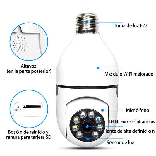 Camara de Seguridad Foco -WIFI IP