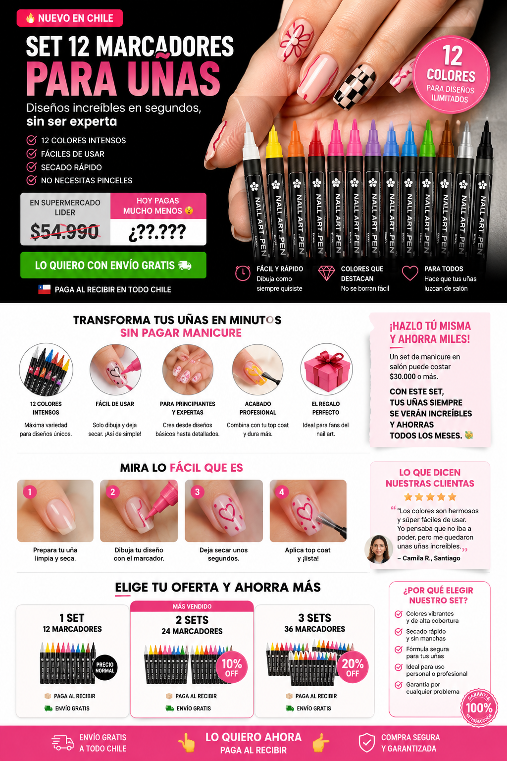 Set 12 Marcadores para Uñas